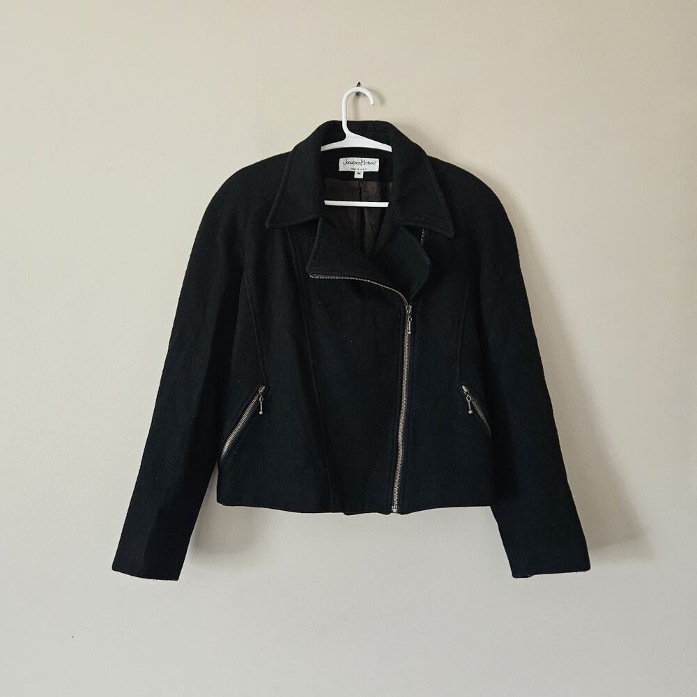 Jonathan Michael Wool Blend Black Asymmetrical Zip Women’s Size Medium